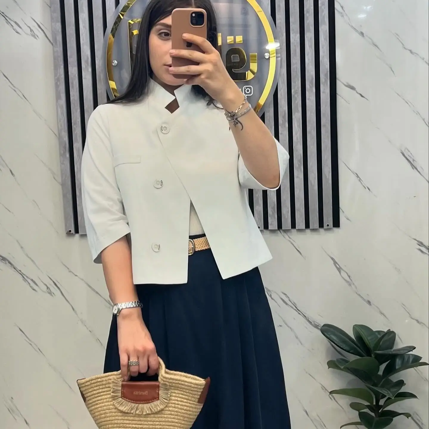 کت کراپ لنین سفید روی تن
