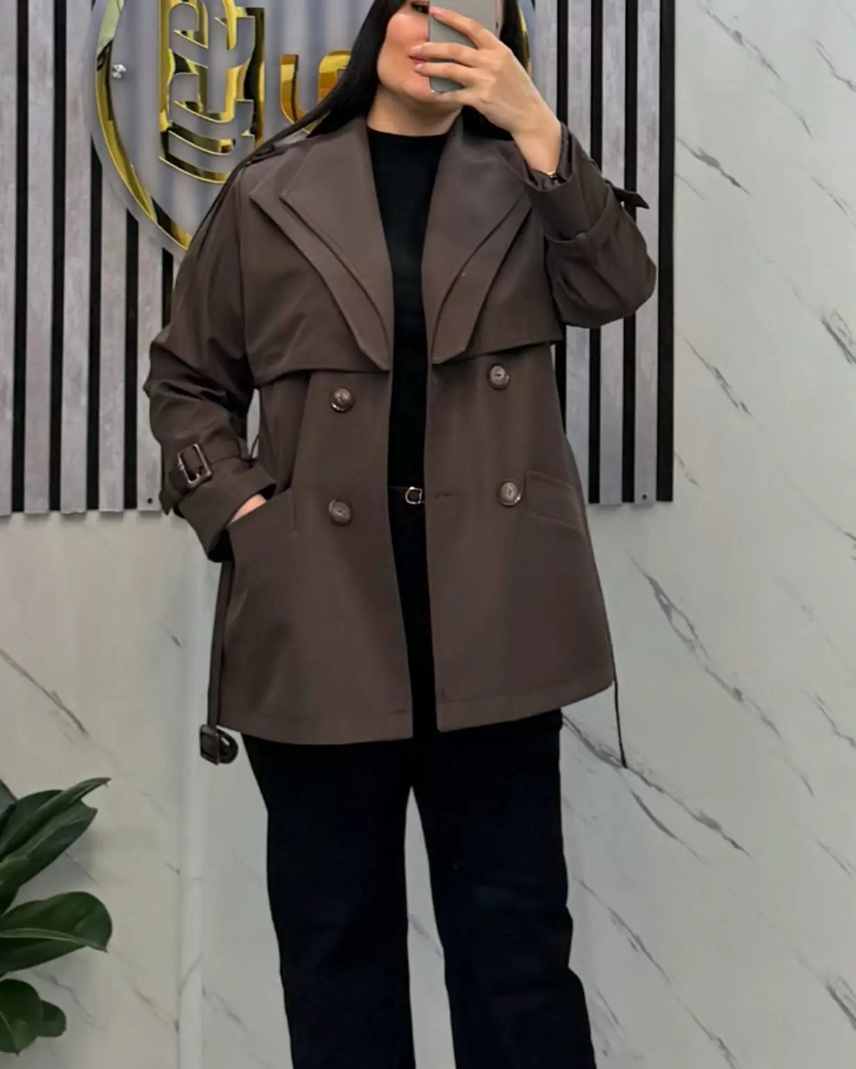 بارانی کوتاه سانتانا استردار قهوه‌ای