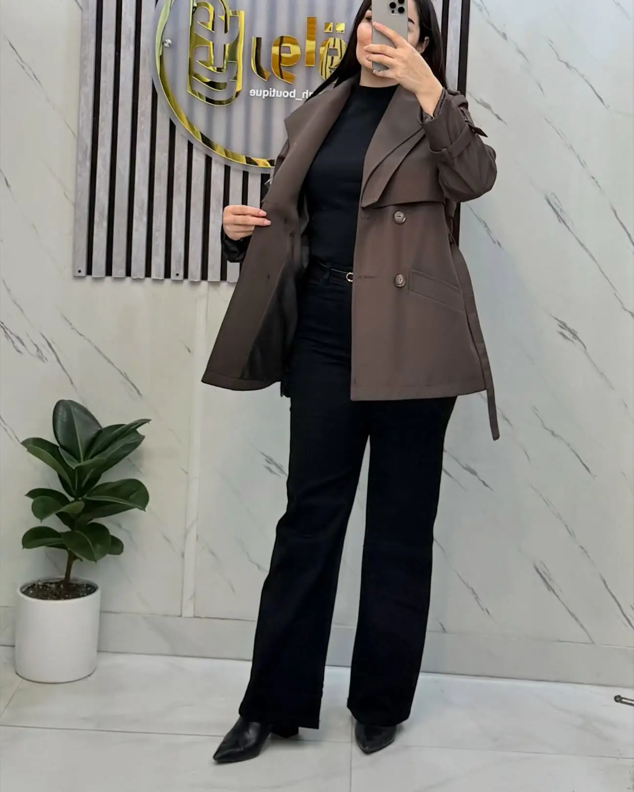 بارانی کوتاه سانتانا استردار قهوه‌ای